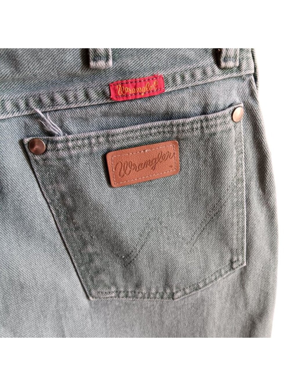 27x33 True Vintage Jeans Cowgirl 9-10 Wrangler High-Waisted Teal USA Denim 1990s